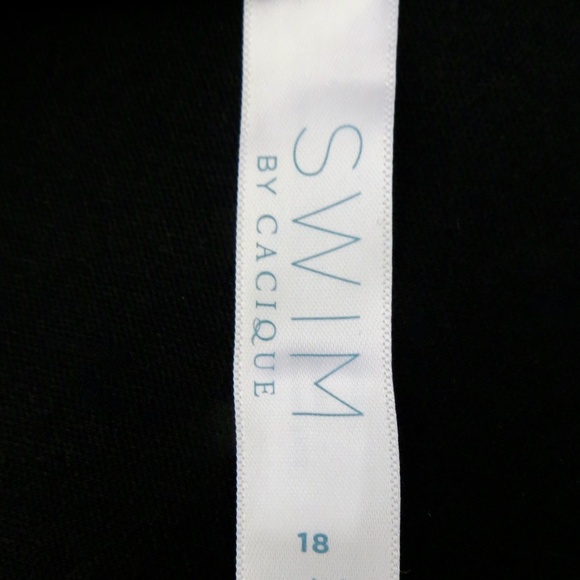 NEW! Cacique Swim Tankini Gold Ring Built in Bra Black SZ 18 - Picture 9 of 11